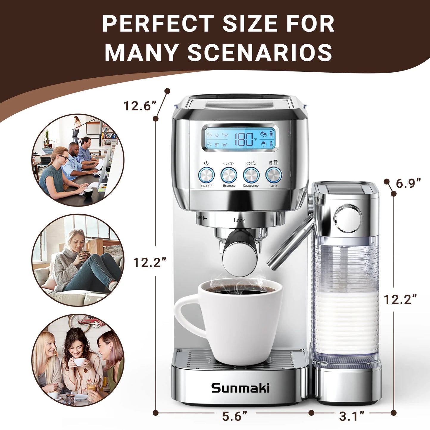 Elevate Your Coffee Experience with the High-Pressure Sunmaki Espresso Machine - Perfect for Cappuccinos, Lattes, and More! - Ludovica