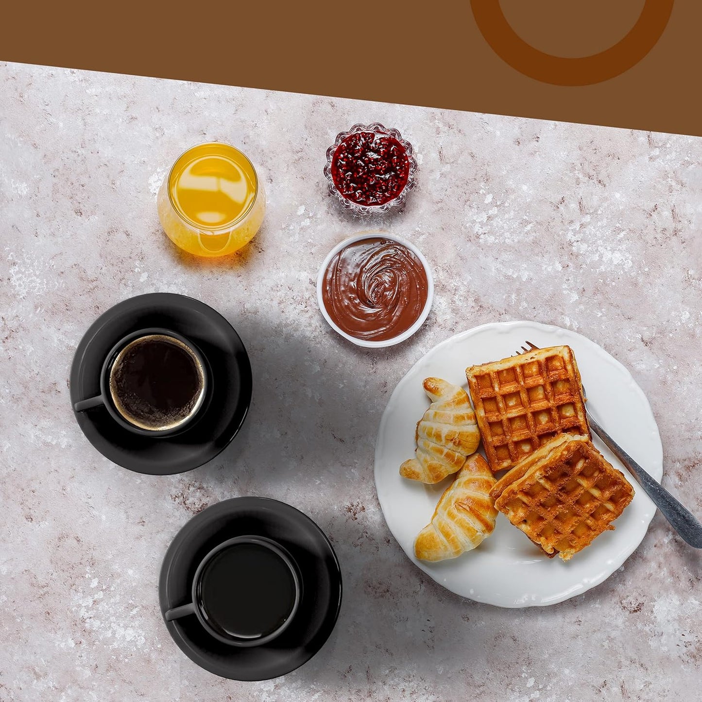 Elevate Your Coffee Experience with Our Modern Black Espresso Cup Set - 19-Piece Stacking Collection with Saucers, Spoons, and Stand - Ludovica