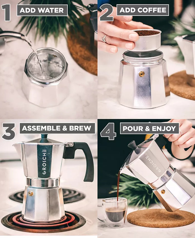 Brew Barista-Quality Espresso at Home with the Milano Stovetop Espresso Maker - 9 Cup Moka Pot - Ludovica 