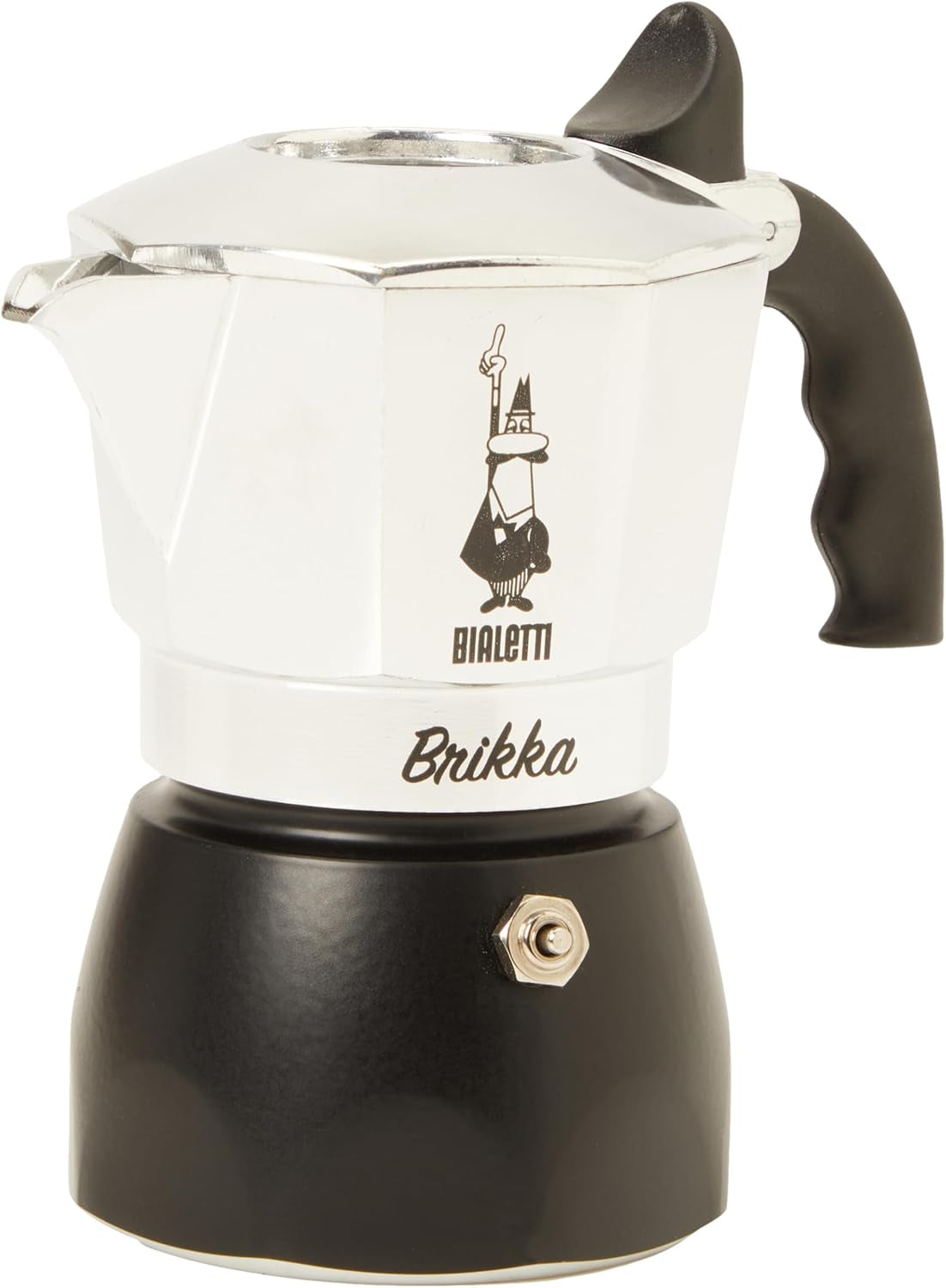 Experience Rich, Creamy Espresso Anywhere with the New Brikka Moka Pot - 2-Cup Stovetop Coffee Maker in Aluminum and Black - Ludovica 