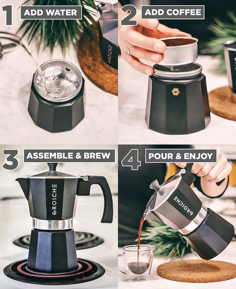 Brew Barista-Quality Espresso at Home with the Milano Stovetop Espresso Maker - 9 Cup Moka Pot - Ludovica 