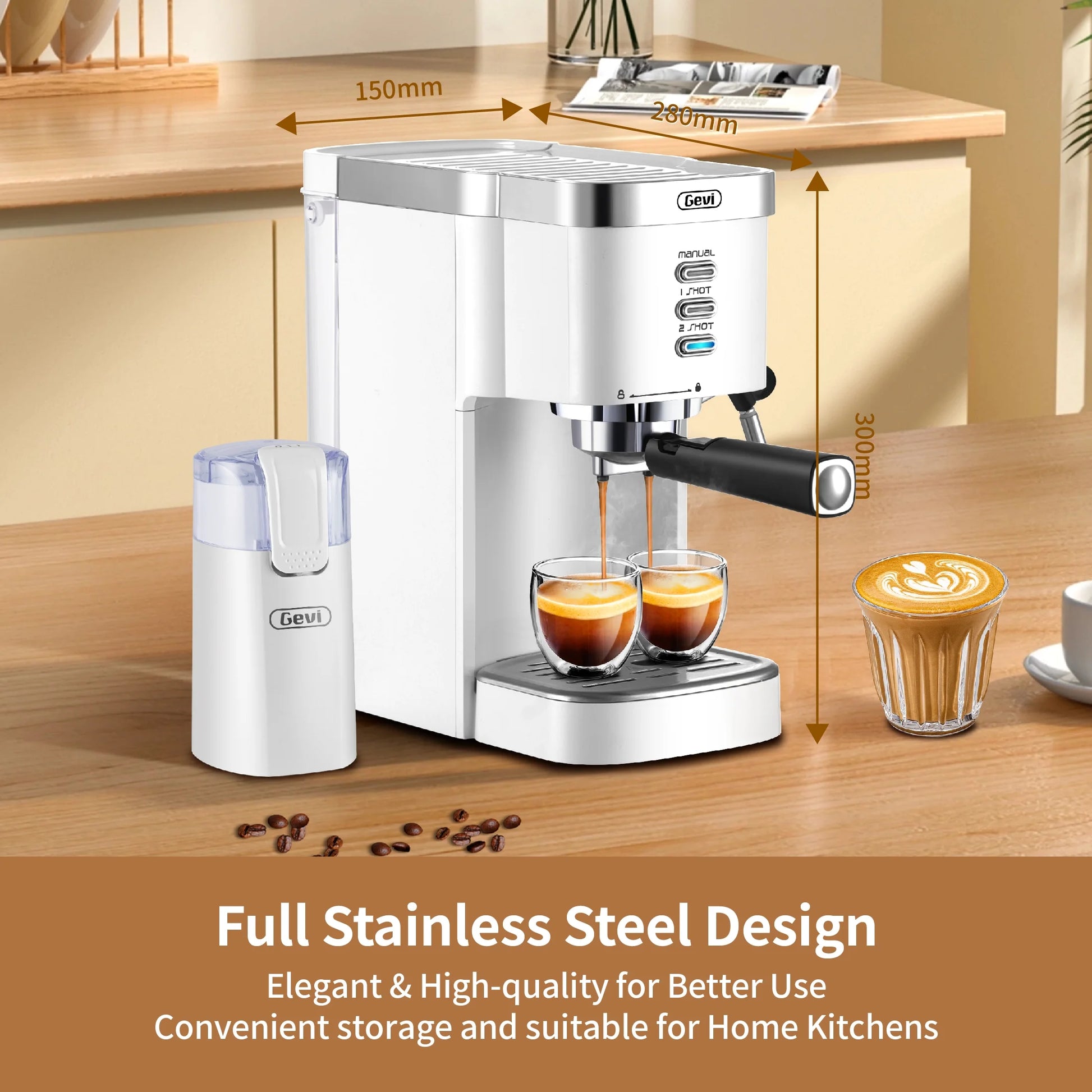 Brew Barista-Quality Espresso at Home with the Gevi 20 Bar Automatic 40-Cup White Espresso Machine and Milk Frother Wand - Ludovica 