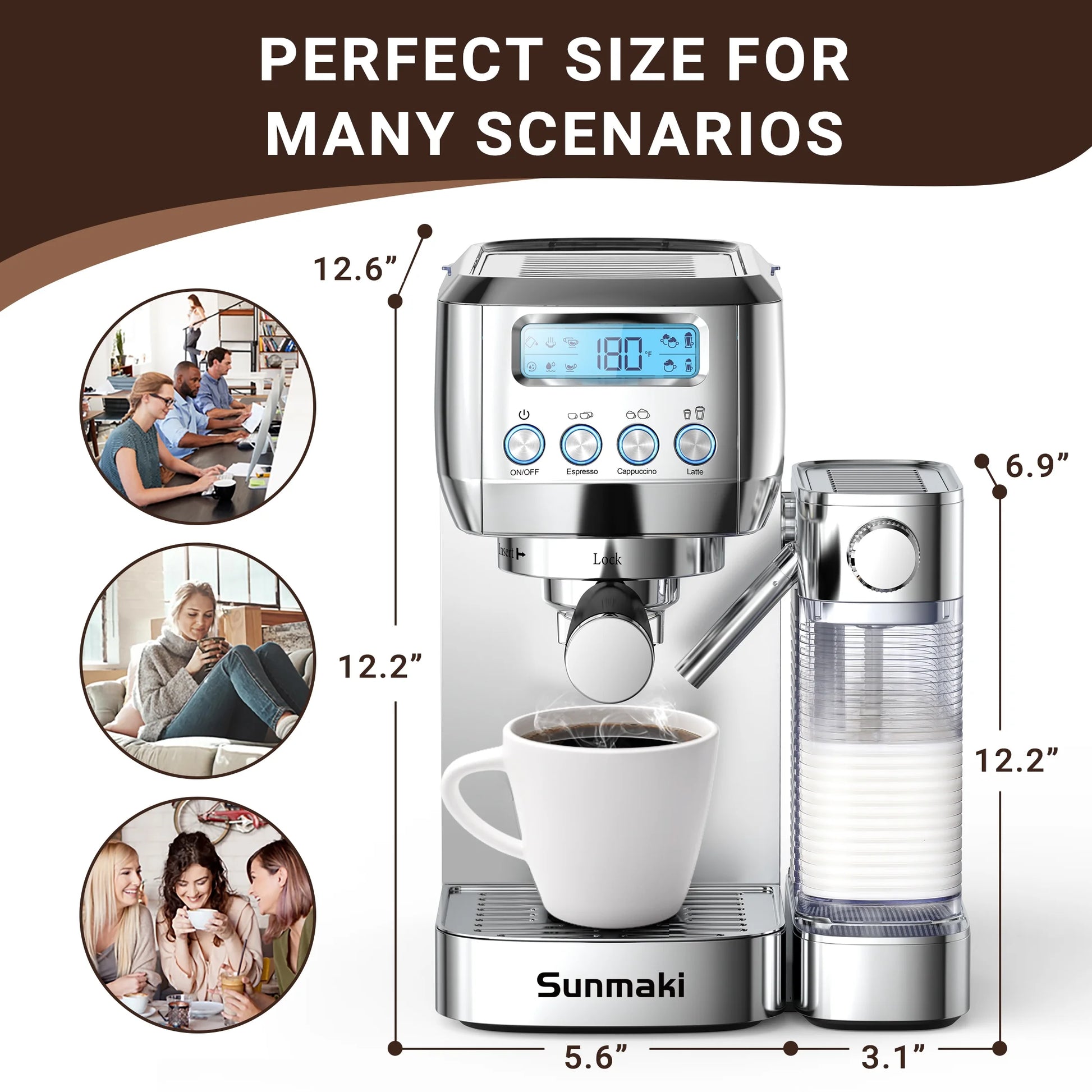 Elevate Your Coffee Experience with the High-Pressure Sunmaki Espresso Machine - Perfect for Cappuccinos, Lattes, and More! - Ludovica 
