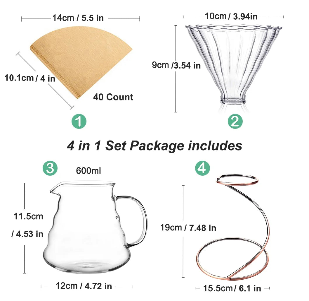 Premium Heat-Resistant Glass Pour Over Coffee Dripper