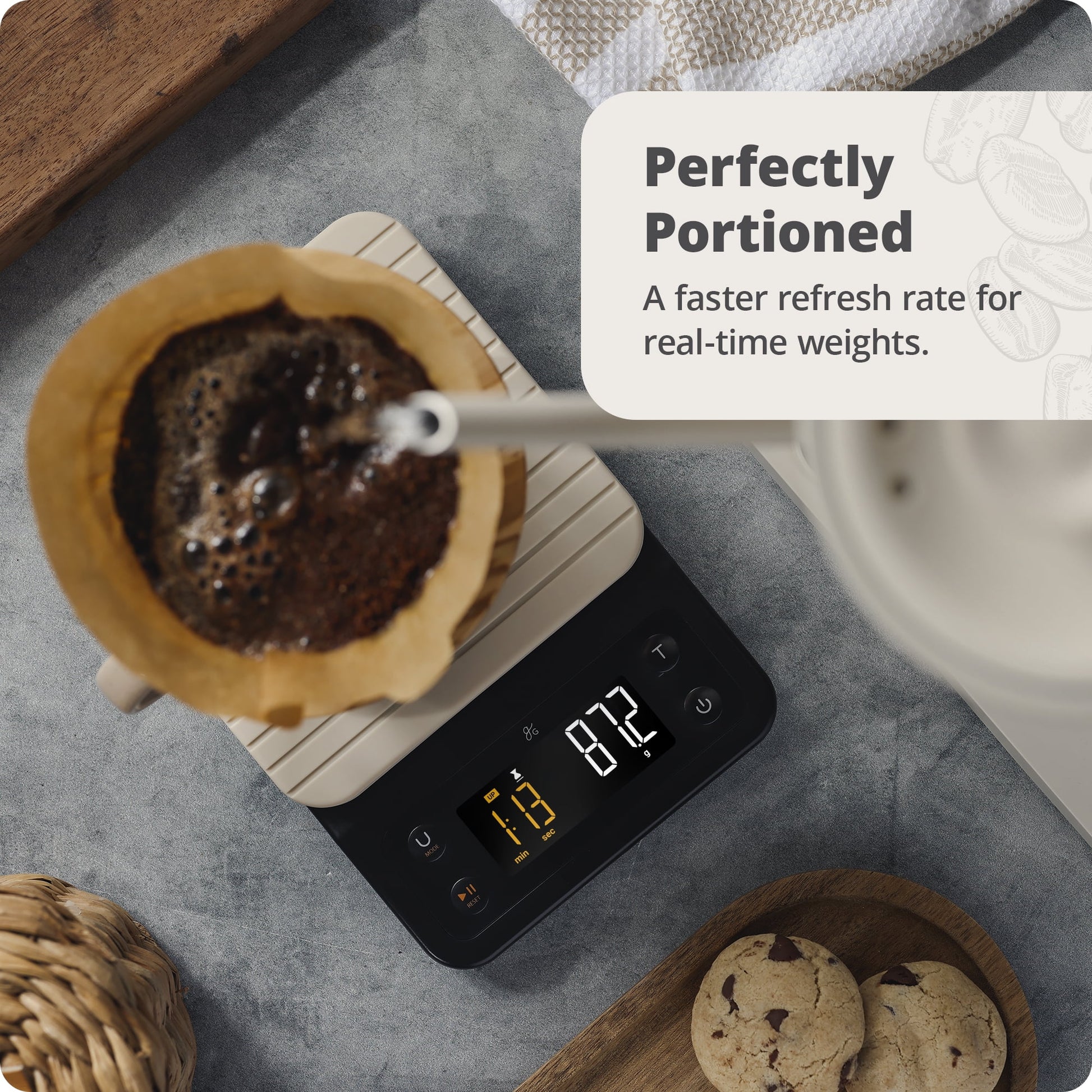 Elevate Your Brewing Game with the gG Digital Coffee Scale: Precision Measuring & Timer for Perfect Pour-Overs in Birch White - Ludovica 