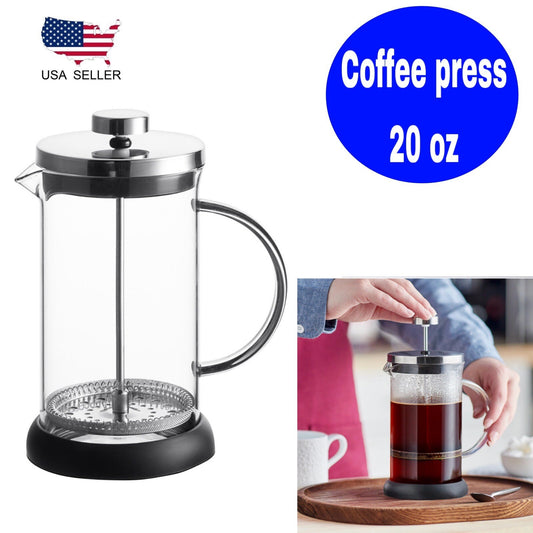 Elevate Your Coffee Experience with the 20 Oz French Coffee Press - Stylish Glass & Stainless Steel Espresso Maker - Ludovica 