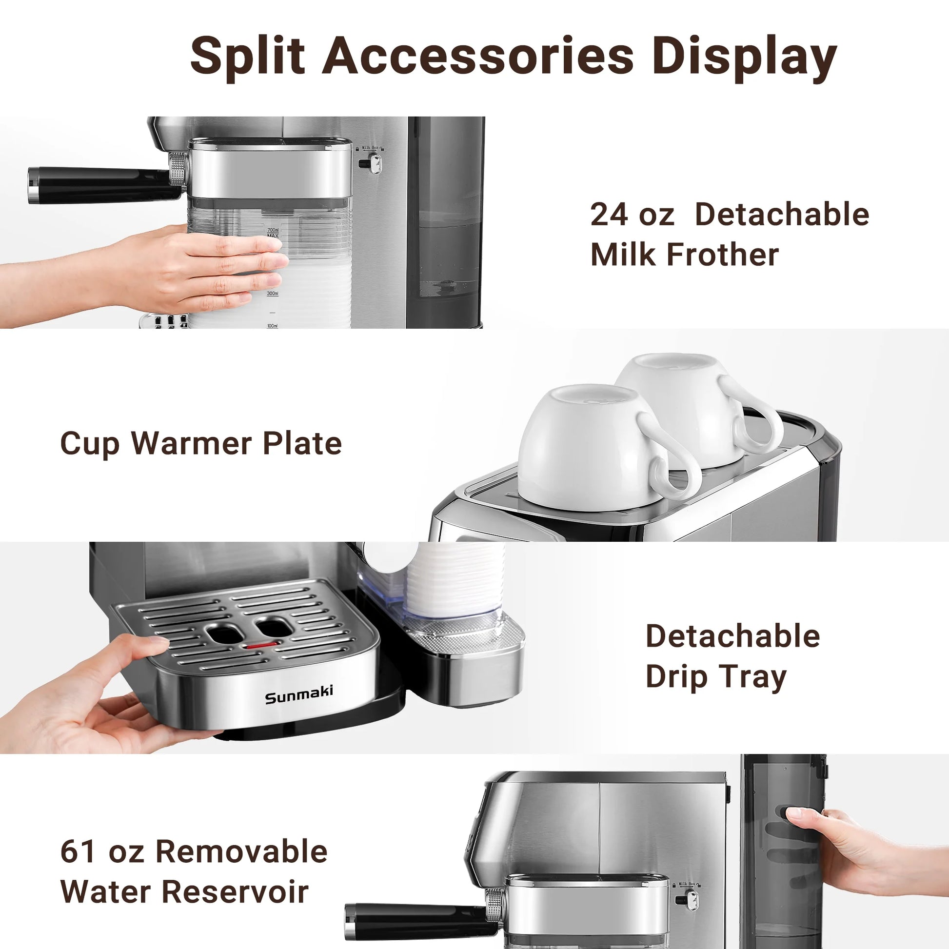 Elevate Your Coffee Experience with the High-Pressure Sunmaki Espresso Machine - Perfect for Cappuccinos, Lattes, and More! - Ludovica 