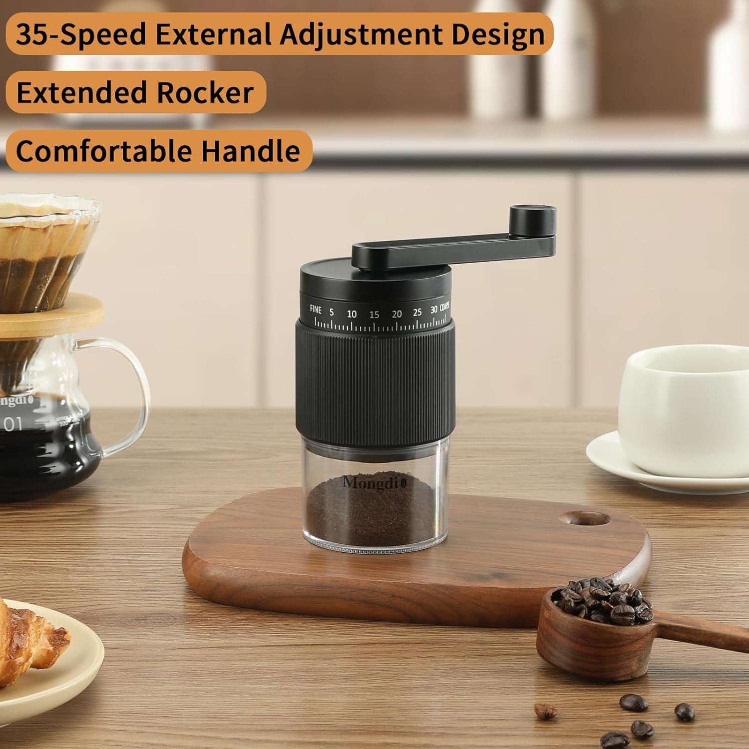 Experience Coffee Like Never Before with Our Versatile Portable Manual Coffee Bean Grinder - 35 Customizable Grind Settings for Your Perfect Brew! - Ludovica 