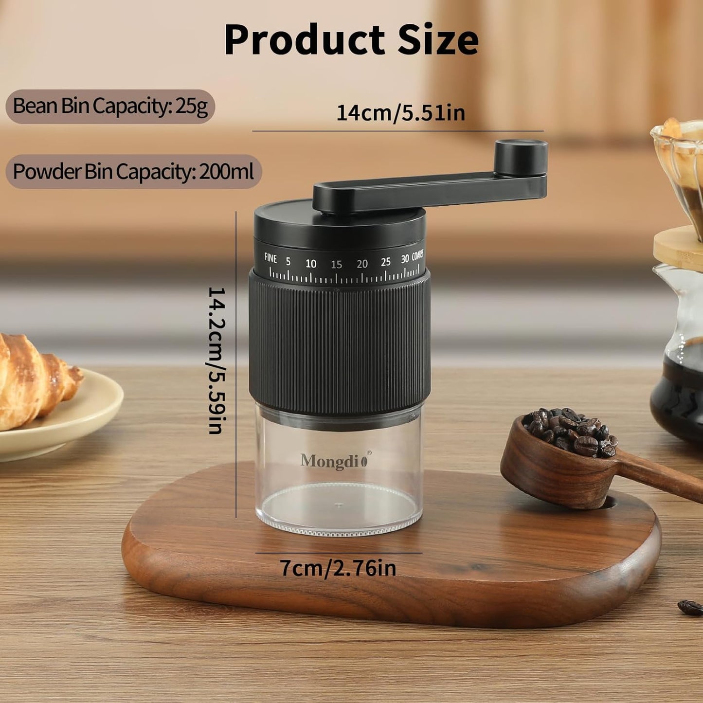 Experience Coffee Like Never Before with Our Versatile Portable Manual Coffee Bean Grinder - 35 Customizable Grind Settings for Your Perfect Brew! - Ludovica 