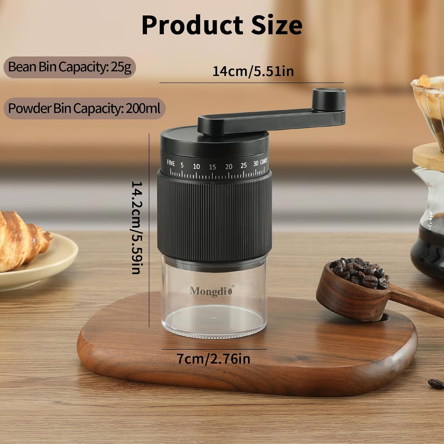 Experience Coffee Like Never Before with Our Versatile Portable Manual Coffee Bean Grinder - 35 Customizable Grind Settings for Your Perfect Brew! - Ludovica 