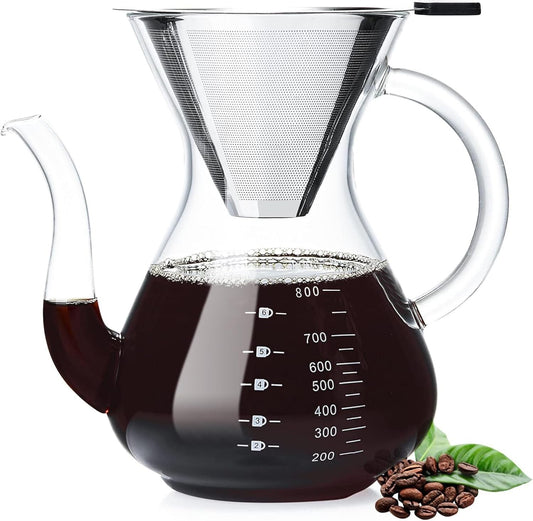 Premium Pour Over Coffee Maker Set - Complete Kit with Elegant Glass Carafe and Filters