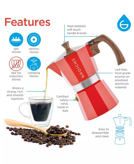 Brew Barista-Quality Espresso at Home with the Milano Stovetop Espresso Maker - 9 Cup Moka Pot - Ludovica 