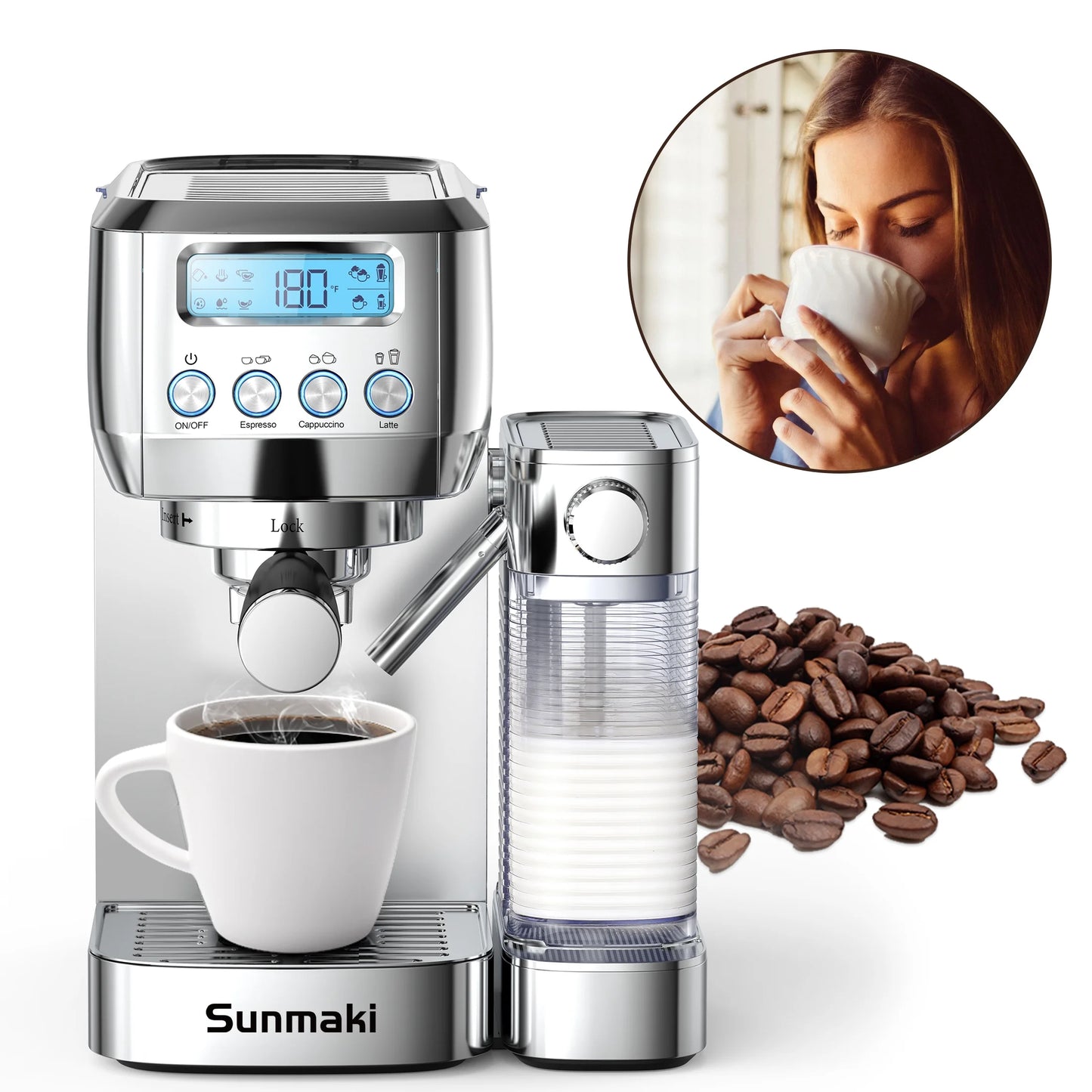 Elevate Your Coffee Experience with the High-Pressure Sunmaki Espresso Machine - Perfect for Cappuccinos, Lattes, and More! - Ludovica 