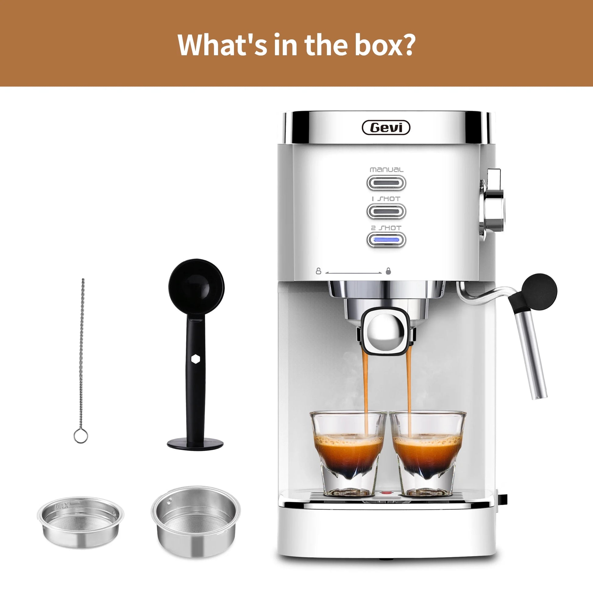 Brew Barista-Quality Espresso at Home with the Gevi 20 Bar Automatic 40-Cup White Espresso Machine and Milk Frother Wand - Ludovica 